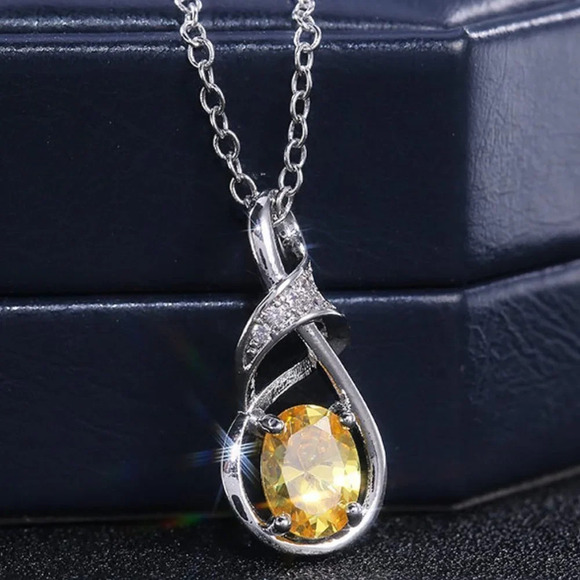 💎 Big Oval Royal Charming Twisted Silver Oval Necklace for Women,EVGG1002 - Picture 2 of 4